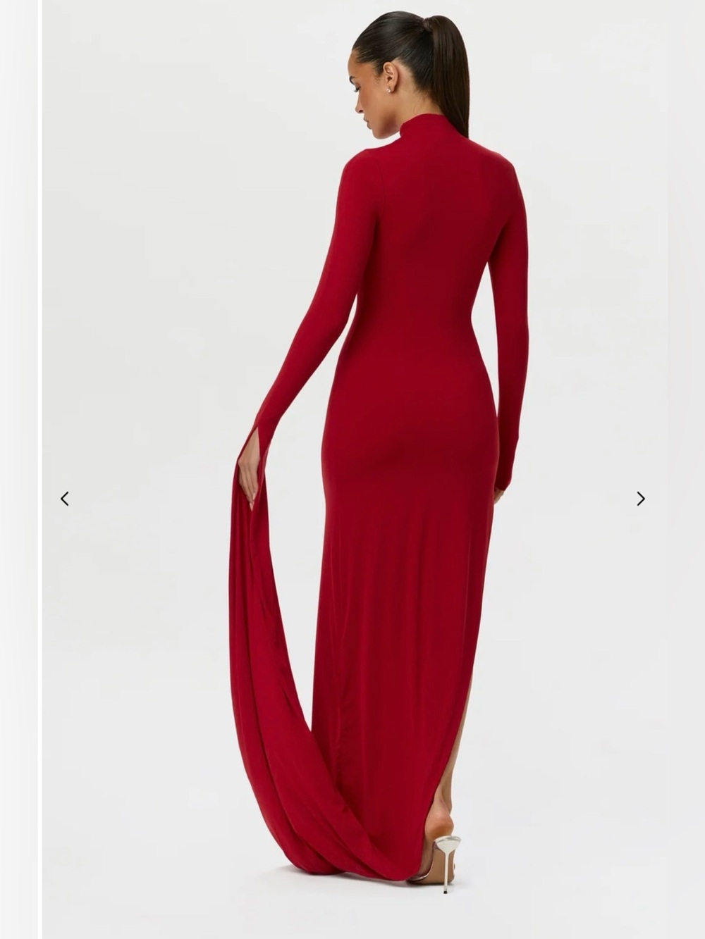 Naked Wardrobe Naked Draped Sleeve Maxi Dress Red